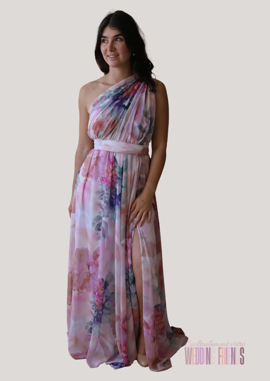 Robe de cocktail de soirée rose pastel