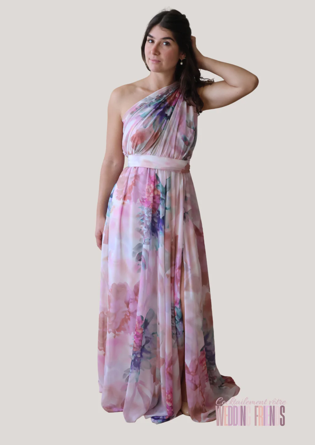 Robe de cocktail de soirée rose pastel