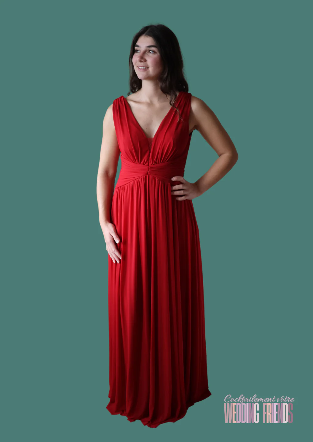 Robe de cocktail de soirée rouge américain