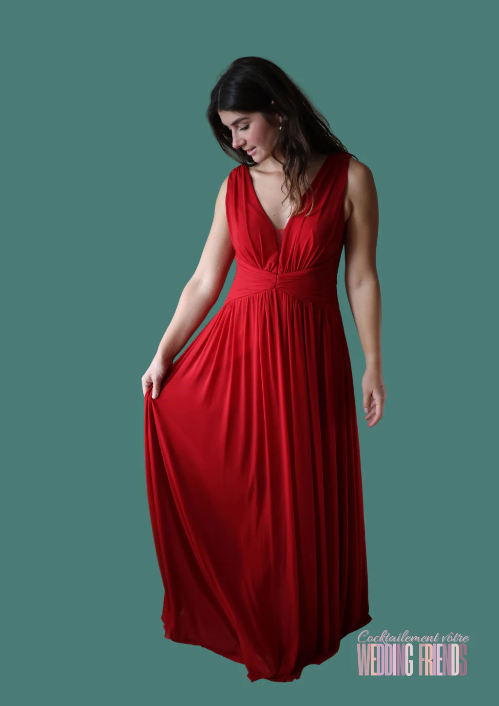Robe de cocktail de soirée rouge américain