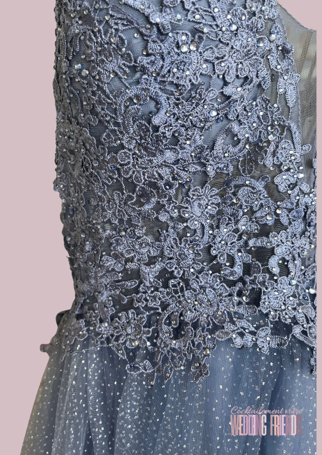 Robe de cocktail et de soirée en tulle bleu princesse