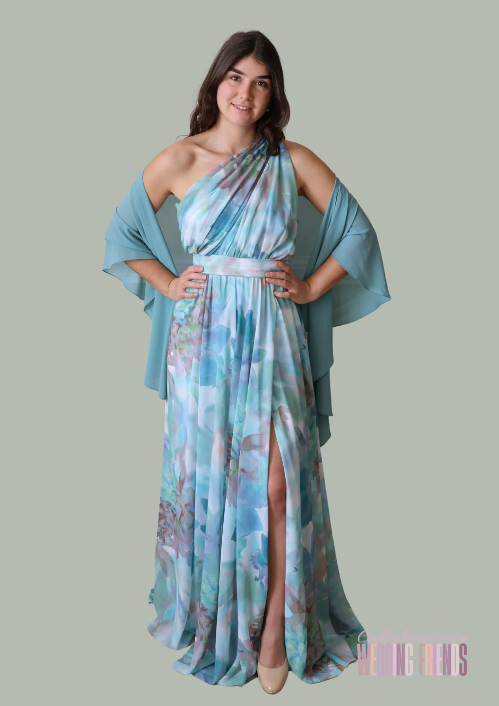 Robe de soirée de cocktail vert pastel