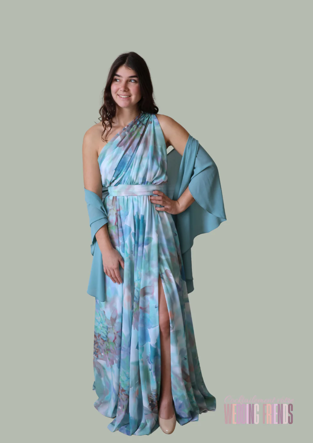 Robe de soirée de cocktail vert pastel