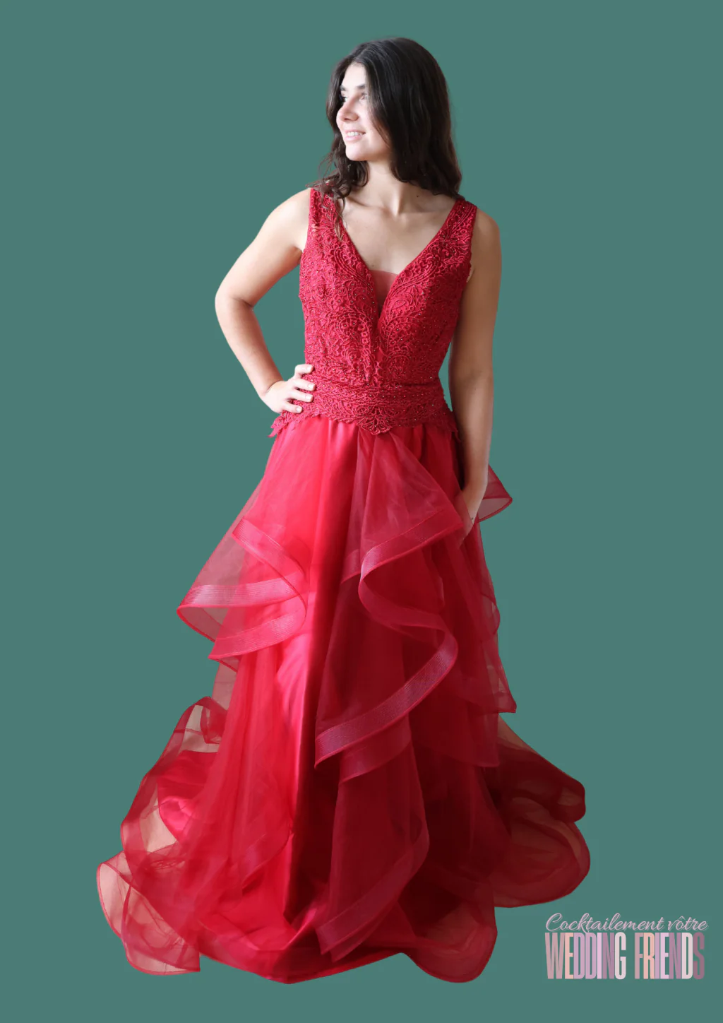 Robe de cocktail et de soirée rouge flamboyant