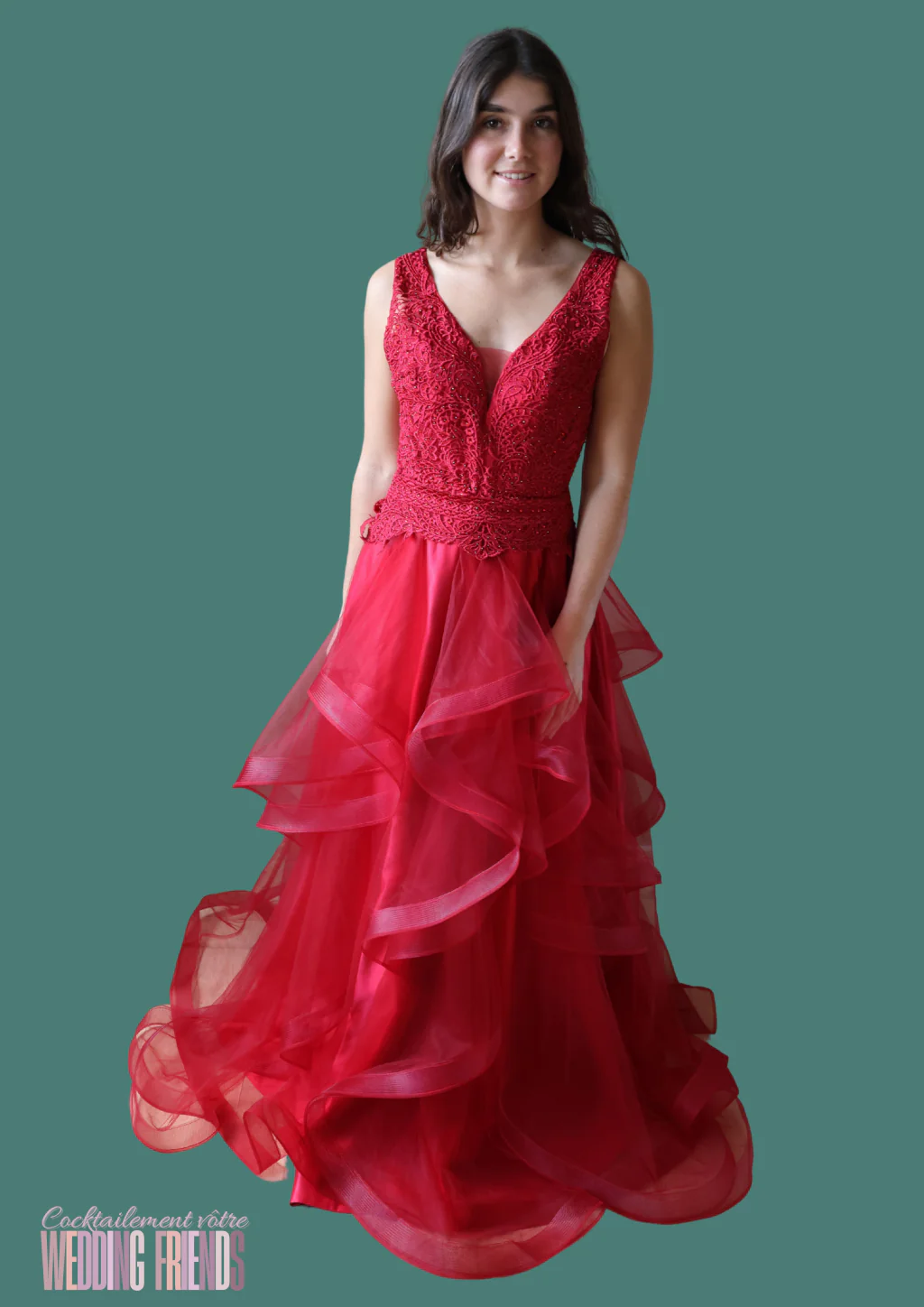 Robe de cocktail et de soirée rouge flamboyant