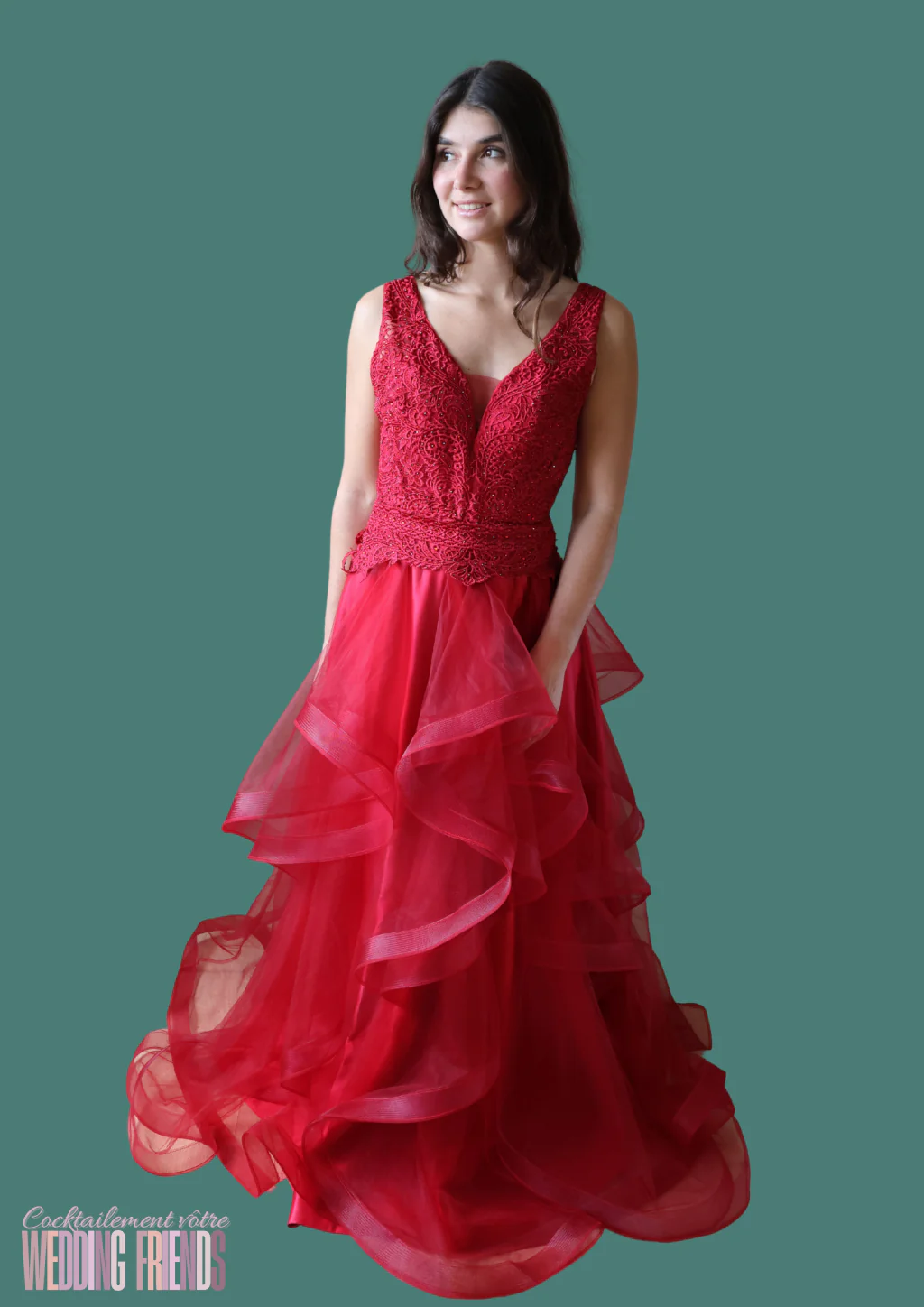Robe de cocktail et de soirée rouge flamboyant