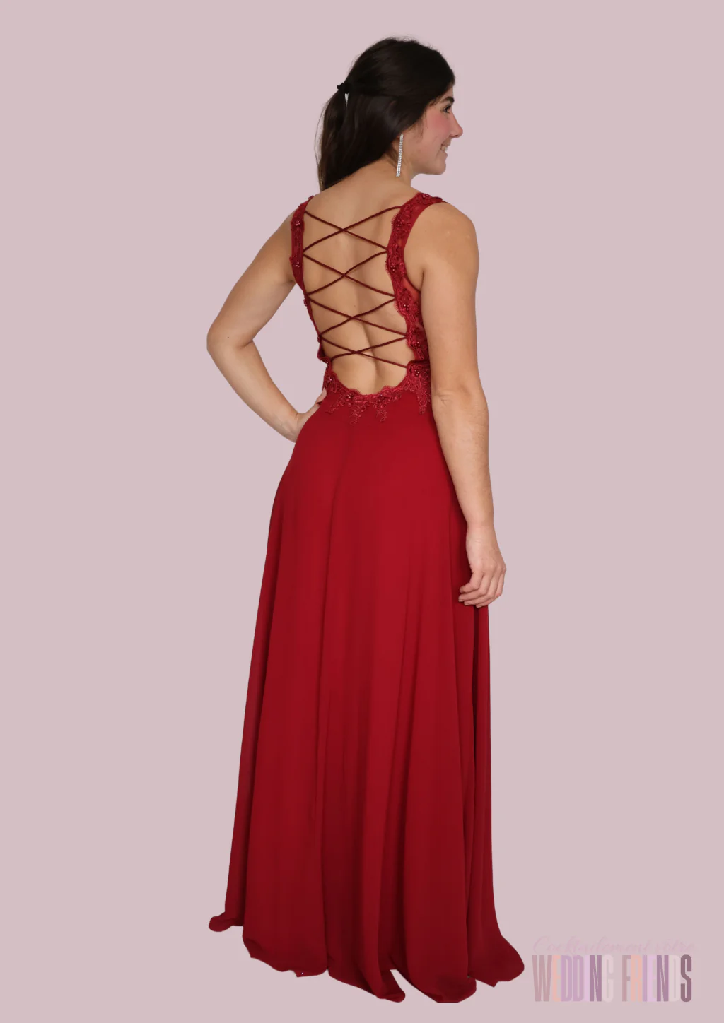 Robe de cocktail et de soirée rouge grenat