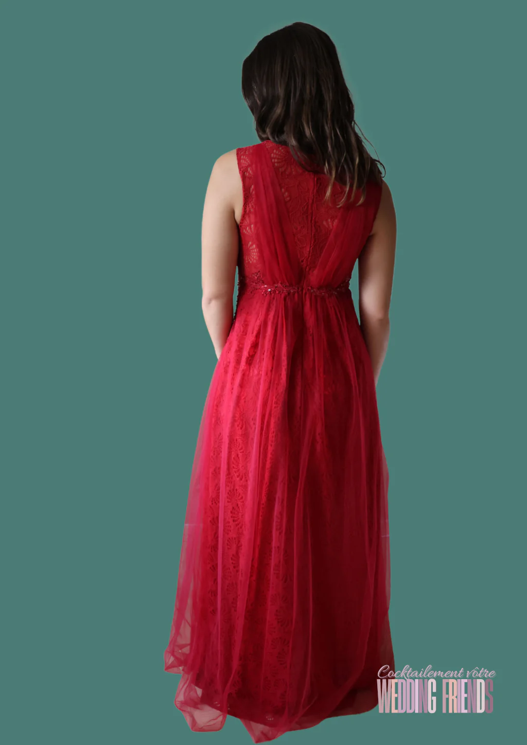 Robe de cocktail et de soirée rouge oriental